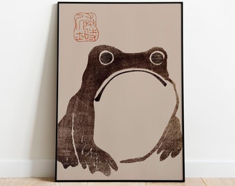 Matsumoto Hoji Frog Print: Japanese Woodblock Art, Wabi Sabi Toad