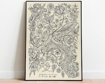 Alexander Senegat Floral Textildruck: Vintage Niederländische Gravur