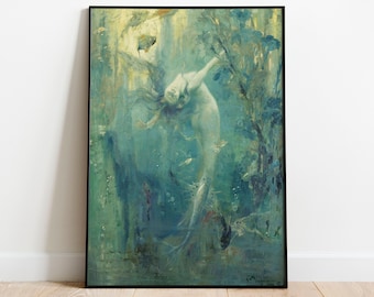 Sirene by Gaston Hoffmann Art Print: Mermaid Underwater Fantasy