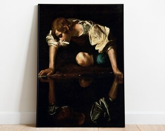 Caravaggio Narcissus Print: Baroque Oil Painting Reproduction