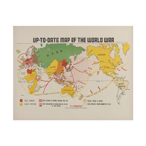 Map of the World War (1942) – Vintage WWII Japanese Map Print ...