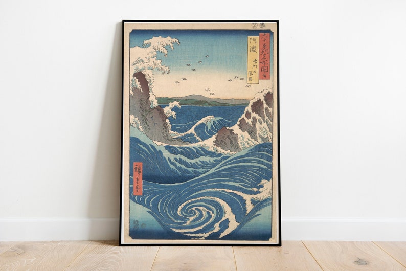 Naruto Whirlpool by Utagawa Hiroshige - Japanese Art Print: Awa Province Seascape image 1