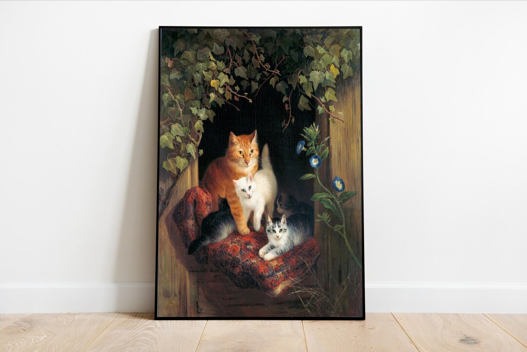 Henriëtte Ronner Cat and Kittens Print, Vintage Dutch Animal Painting ...