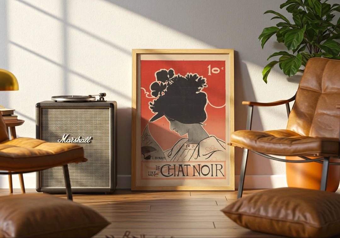 Le Chat Noir Poster - Vintage French Black Cat Art Print - Etsy