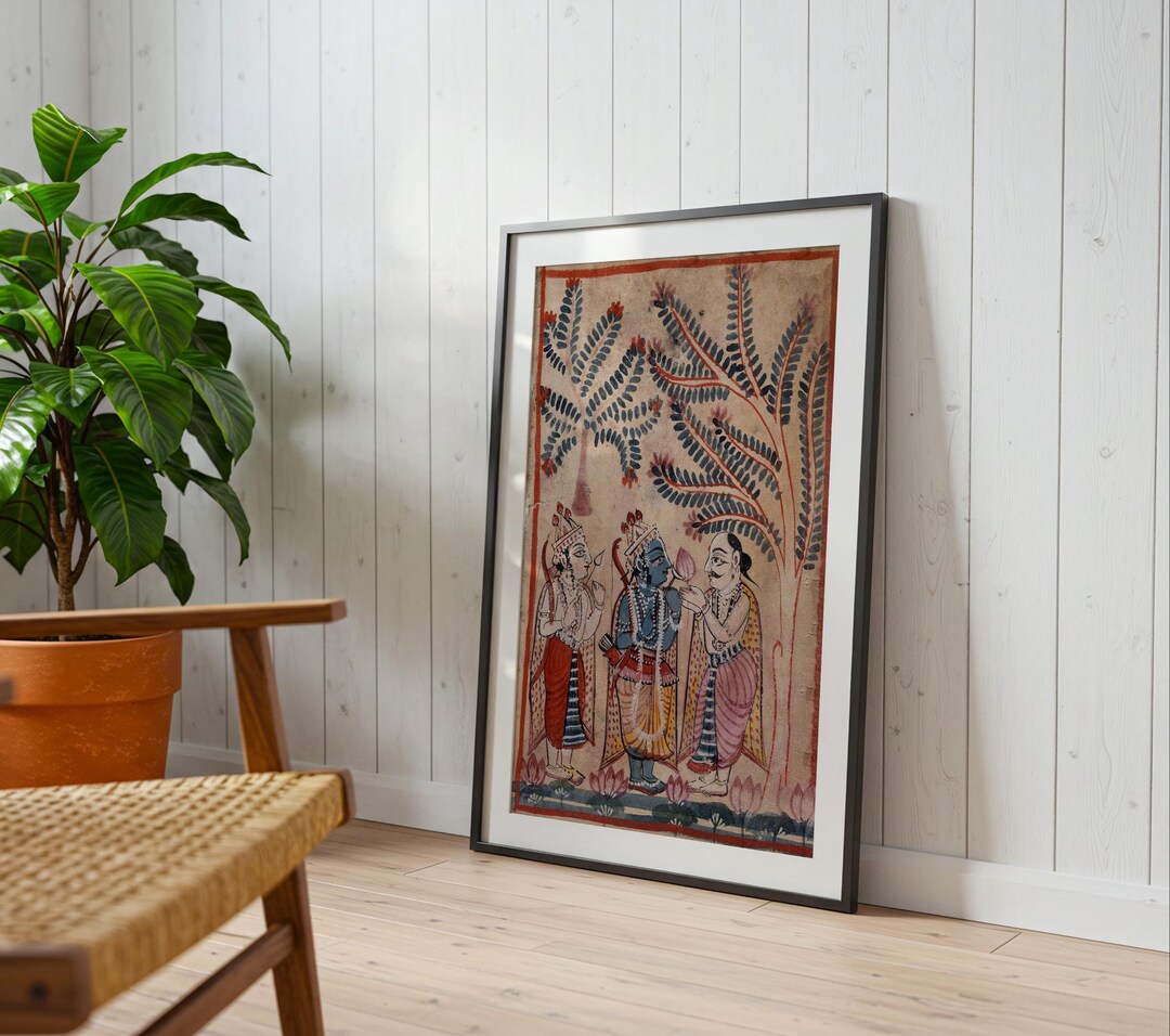 A Man Greets Rama and Lakshmana Art Print - Ramayana, Hindu Art, Indian ...