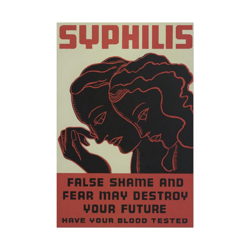 Color Syphilis Poster Syphilis Awareness Poster, Vintage Public Health Art, 1930s WPA Print ...