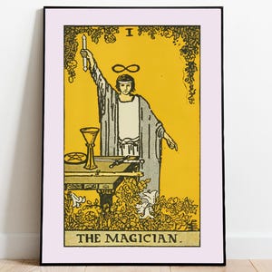 El mago, Carta del tarot, Arte mural vintage, Póster ocultista, Arte místico, Decoración del hogar bohemia, Astrología, Arte de brujería