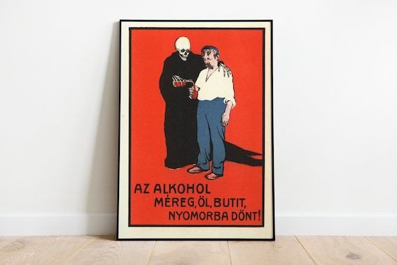 Anti-Alcoholism Propaganda Poster: Retro Drinks Wall Art