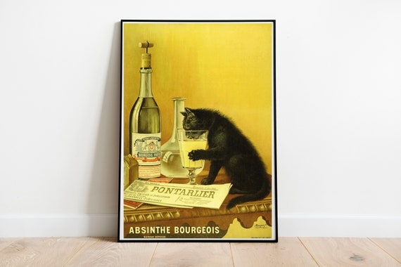 Absinthe Bourgeois Poster: Vintage French Cat Advert Print