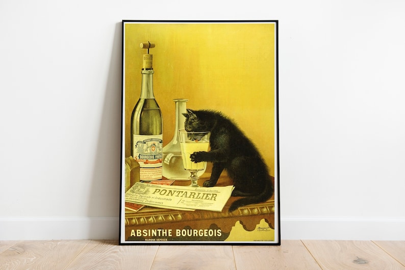 Absinthe Bourgeois Poster: Vintage French Cat Advert Print image 1