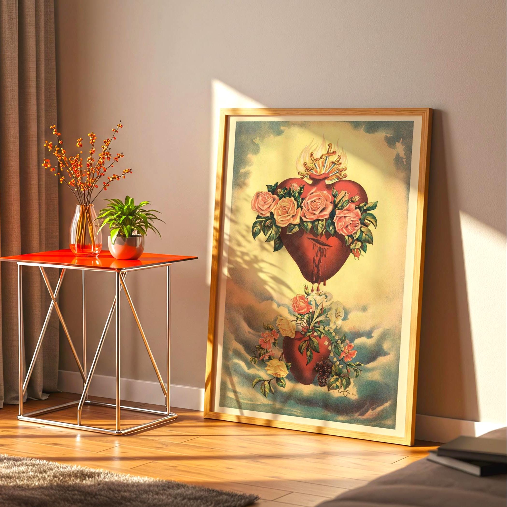 マリアの心臓 下図 Maria's Heart Esqis【肉筆絵画】 パルス - 解剖学的人間の心臓、アートプリント、オリジナル水彩