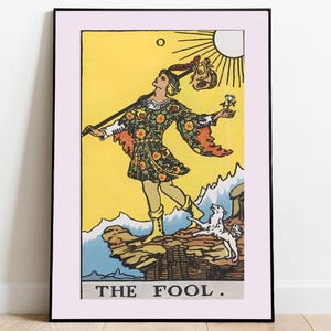 El Loco, Carta del Tarot, Arte mural vintage, Póster ocultista, Arte místico, Decoración del hogar bohemia, Astrología, Arte de brujería