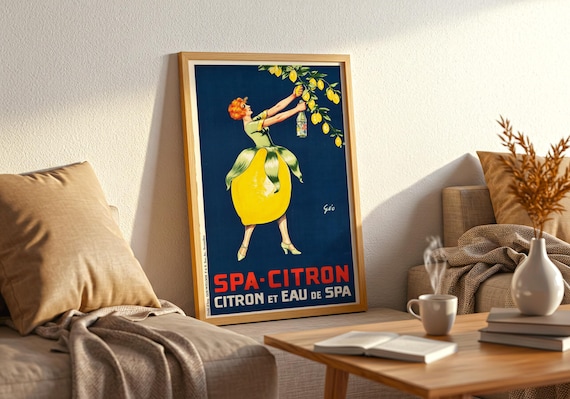 SPA Citron French Advertising Poster: Vintage Lemon Alcohol Print