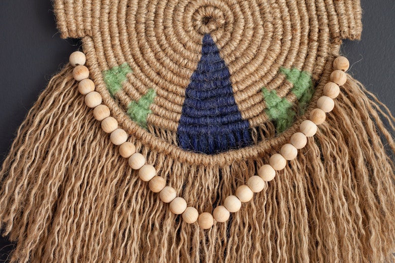 Jute Tassel Wall Hanging Wooden Beads Boho Wall Decor Etsy