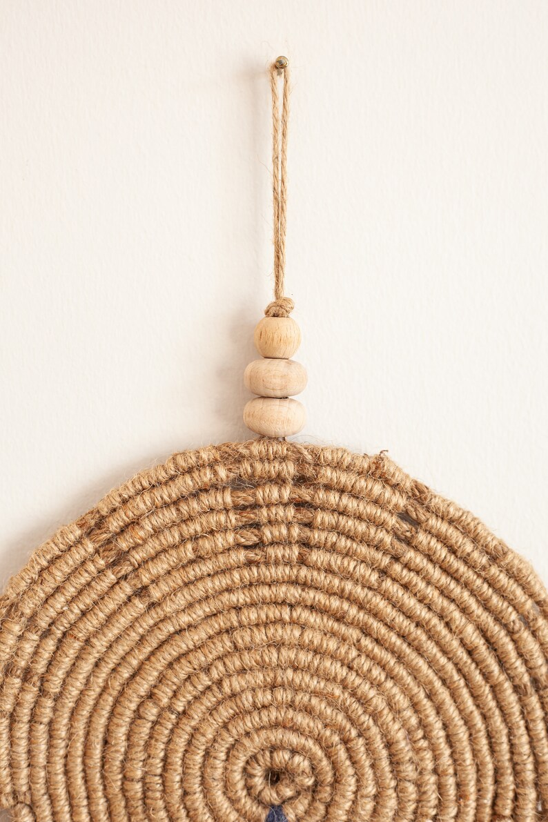 Jute Tassel Wall Hanging Wooden Beads Boho Wall Decor Etsy