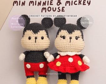 Min MINNIE & MICKEY Mouse - Anleitung gehäkelt - Amigurumi Maus gehäkelt - PDF Häkelanleitung - sofort download