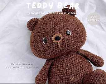 TEDDY BEAR - motif crochet - Amigurumi Bear - Crochet PDF Pattern - téléchargement immédiat