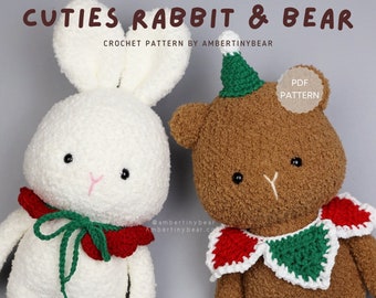 CUTIES RABBIT & BEAR - pattern crochet - crochet Pdf pattern - instant download