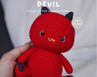 Teufel Amigurumi Häkelanleitung: Halloween Spielzeug (PDF Pattern)
