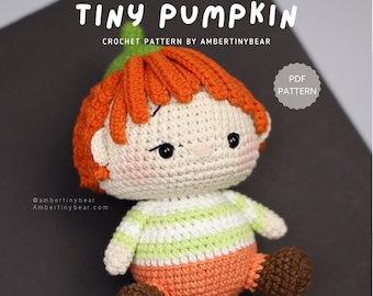 Winziger Kürbis Häkelanleitung: Amigurumi Puppe Halloween (PDF-Muster)