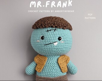 Mr. Frank Amigurumi Häkelanleitung - Halloween Frankenstein (PDF-Muster)