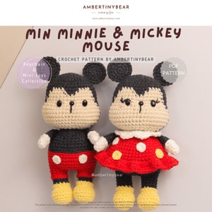 Min MINNIE & MICKEY Mouse - pattern crochet - amigurumi mouse crochet - crochet PDF pattern - instant download