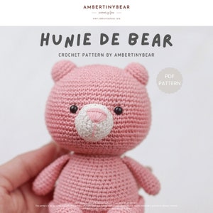 May include: A crochet pattern for a pink Hunie De Bear. The pattern is available as a PDF download. The pattern is for personal use only and may not be reproduced, distributed or resold.
