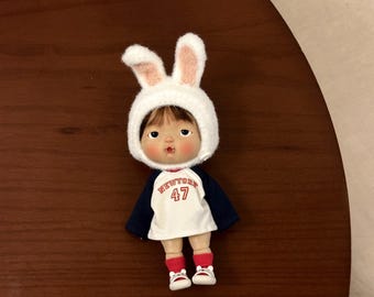 Handmade Bunny Hat for BJD Dolls – Crochet Doll Outfit Accessories