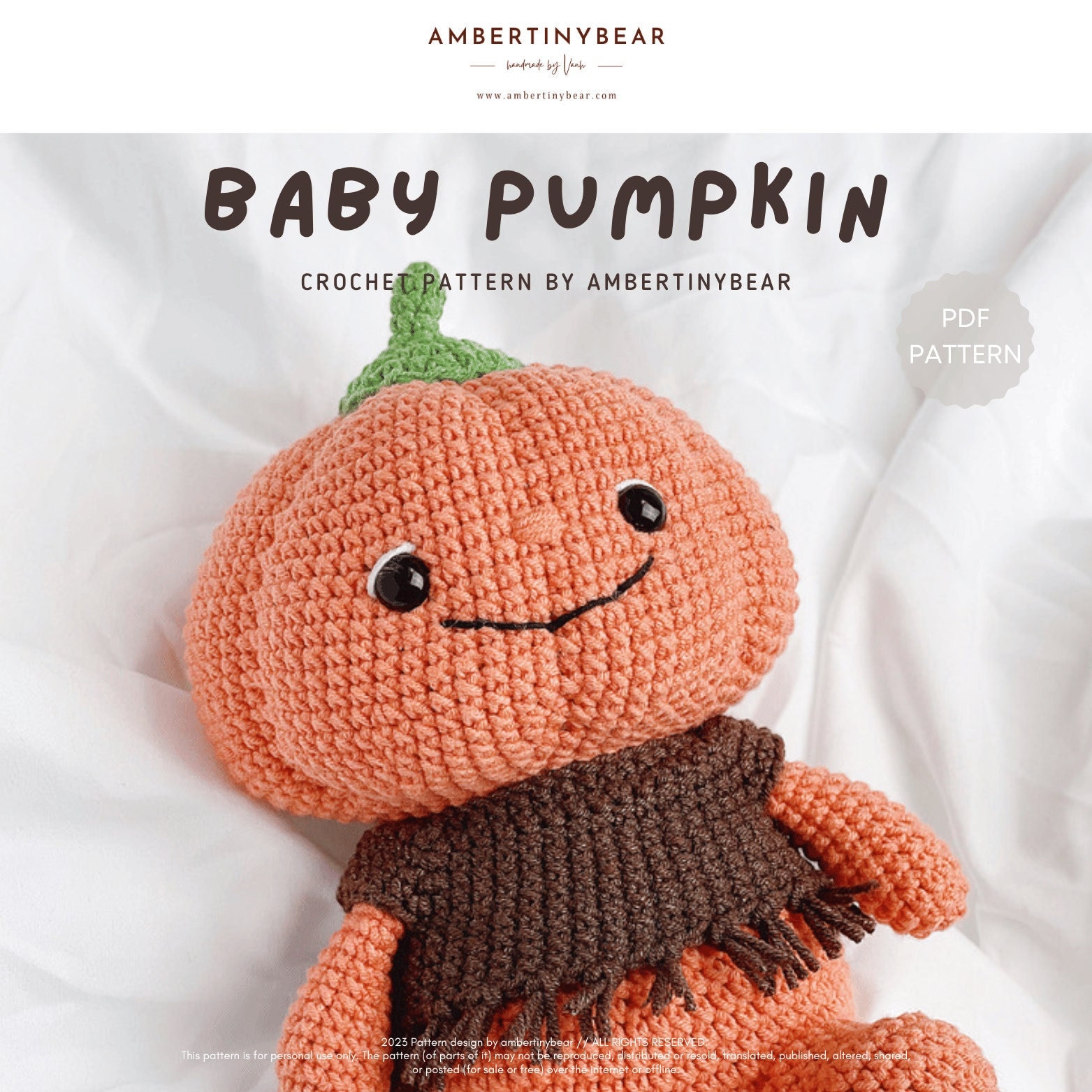 Patrón de crochet de calabaza bebé: Amigurumi Halloween (Patrón PDF)