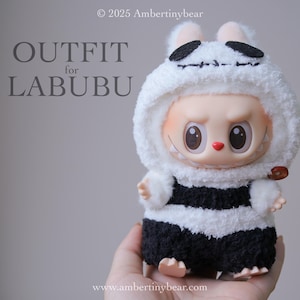 SPOOKY CUTE SKELETON crochet outfit for labubu - monster costume crochet - Halloween labubu outfit crochet - handmade kawaii toy fashion