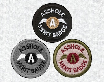 Asshole Merit Tactical Morale Badge Patch | Funny tac badge for backpacks tactical clothing luggage dog vest morale tags camping military