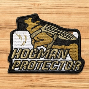 Hooman Protector - Funny velcro merit tactical morale badge patch for dogs - Tac harness vest backpack clothing luggage pack hook loop