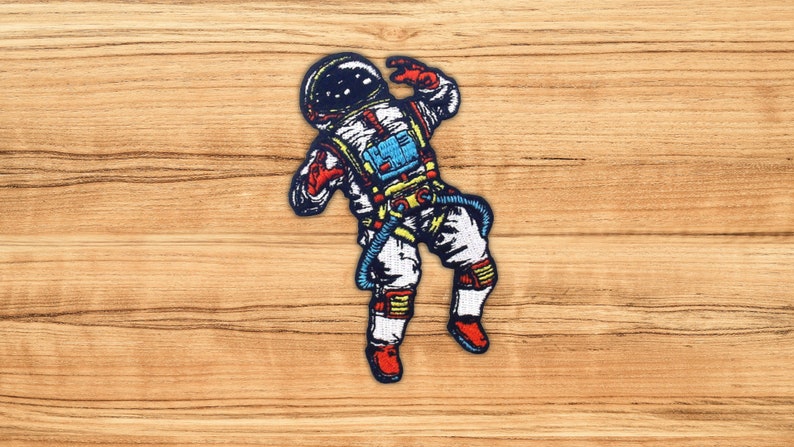 Spaceman Iron On Patch Classic embroidered sew on badge jean jacket backpack bag hat vintage NASA moon earth cool Astronaut unique patches image 1