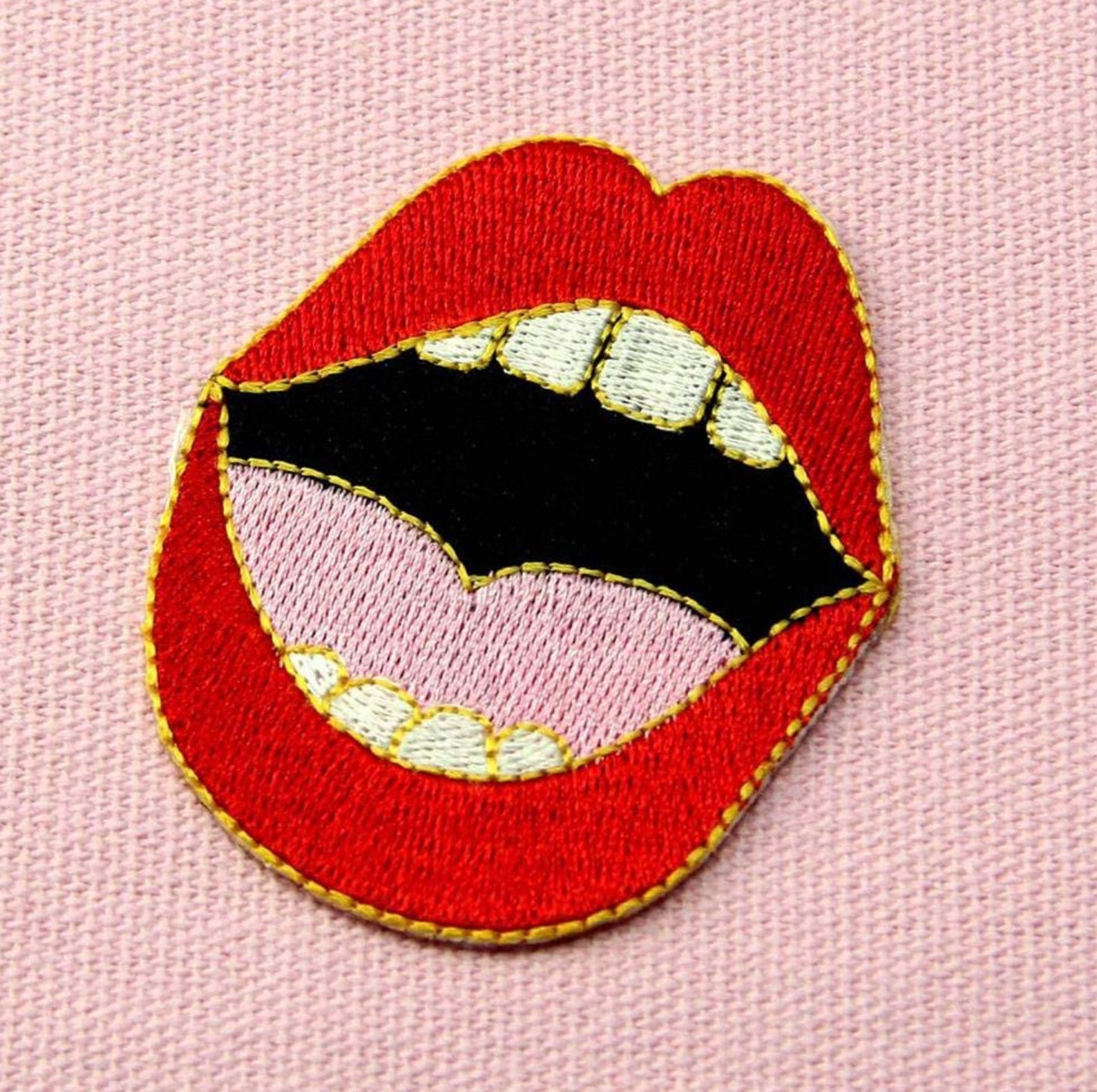 Woman's Red Lips Mouth Iron On Patch Classic vintage Etsy