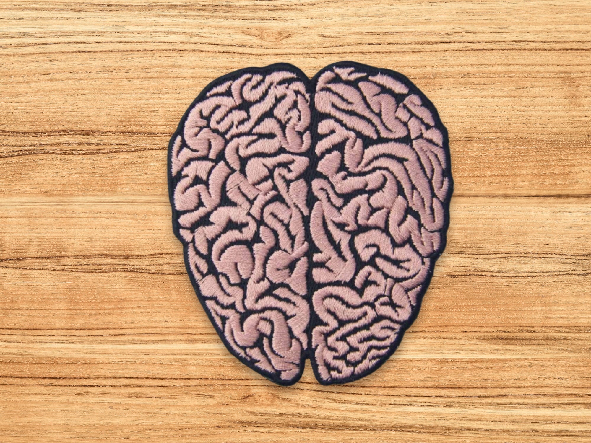 Cute 'Brain Knitting | Pink' Embroidered Patch - Little Patch Co