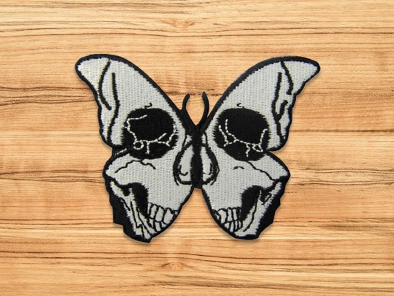 Embroidered Skull Butterfly Patch Badge Iron Sew On Clothes Bags Goth Punk Rock 