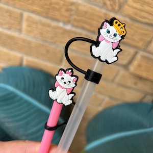 Marie Cat Straw Topper | Straw accessories | Straw topper | Silicone charm | girly | Cup Accessories | Cat |Lady