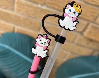 Marie Cat Silicone Straw Topper: Girly Cup Accessory