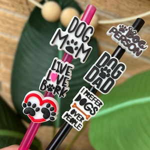 Dog Mom Silicone Straw Charm: Dog Lover Accessory
