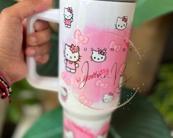 Hello Kitty Tumbler Hello Kitty 40Oz Stainless Steel Stanley Cup Christmas  Gift For Coffee Lovers Custom Sanrio Hello Kitty I Love You A Latte -  Laughinks