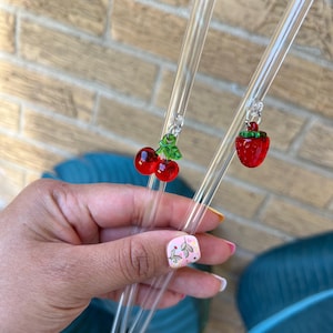 strawberry Glass Straw| Glass straw | Strawberry straw | reusable straw