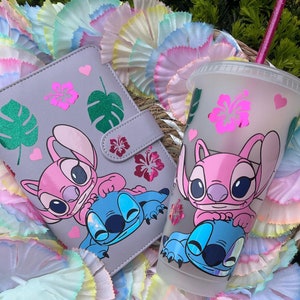 Stitch  & Angel cup | budget binder | tumbler | custommade | cash envelopes | bundle | cute | aloha |