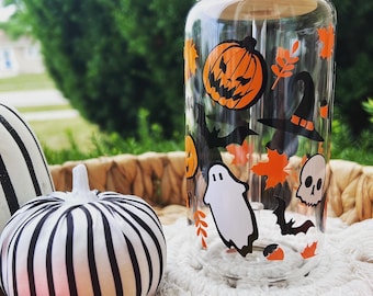 Halloween Glass Cup: Spooky Season Iced Coffee Can (16 oz)