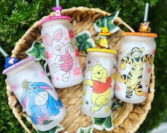 Honey Bear Frosted Glass Can: Sublimation Iced Coffee Cup