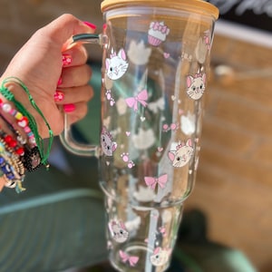Marie 40oz Glass cup| 40oz tumbler| Coquette| Pink Bows Glass cup