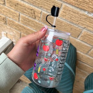 Teacher Appreciation Cup | Crayon Design Glass Tumbler image 3