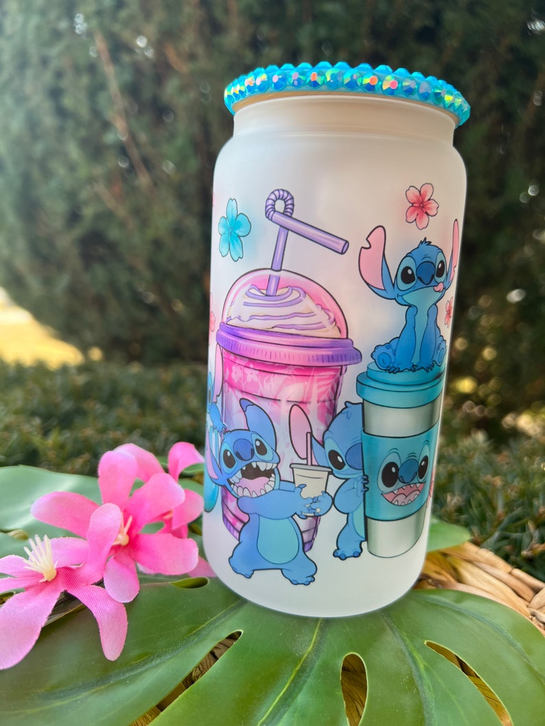 Stitch Latte Glass Can Ice Coffee Frosted Can Alien glass Etsy