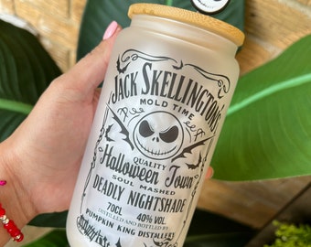 Jack Skellington Halloween Glass Can: 16oz Sublimation Tumbler
