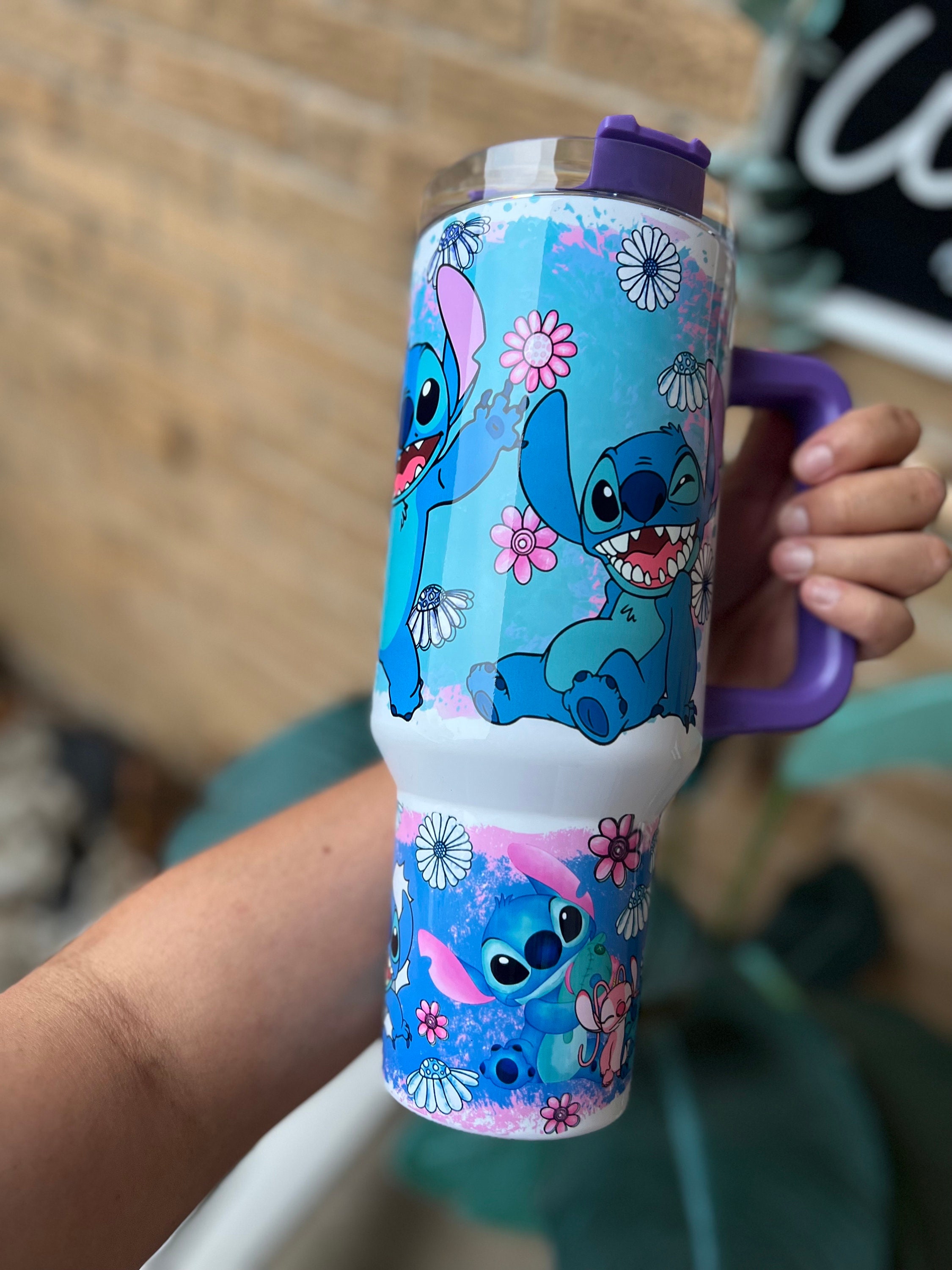 Stich Cup 40 Oz Personalized Lilo And Stitch Disney Stanley Cup Custom Name  Just A Girl Who Loves Stitch Flower Pattern 40Oz Tumbler With Handle And  Straw Lid Gift - Laughinks