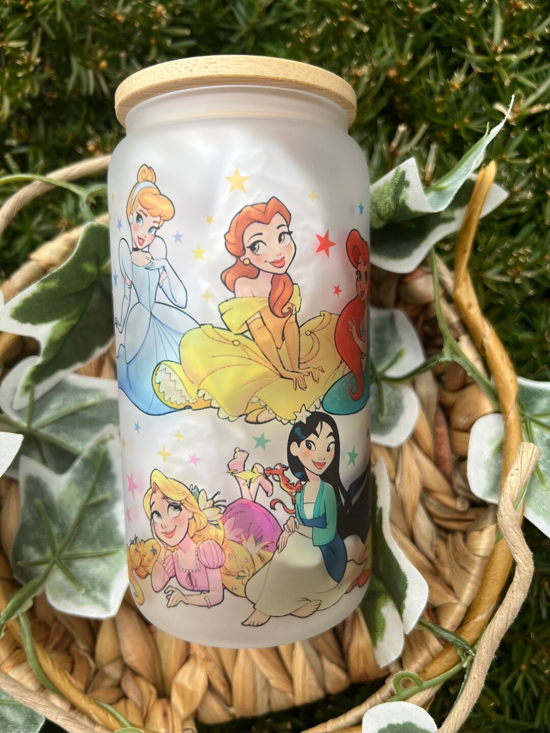 Princess Glass Containers Princess Frosted Glass Can Tumbler: Sublimation Design, 16 Oz - Etsy